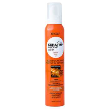 Keratin + Liquid Silk Extra Strong Styling Foam Restoration and Mirror Shine - Image 1