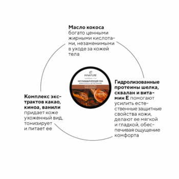 Натуральный крем для тела На масле кокоса с экстрактом какао Innature — изображение 3